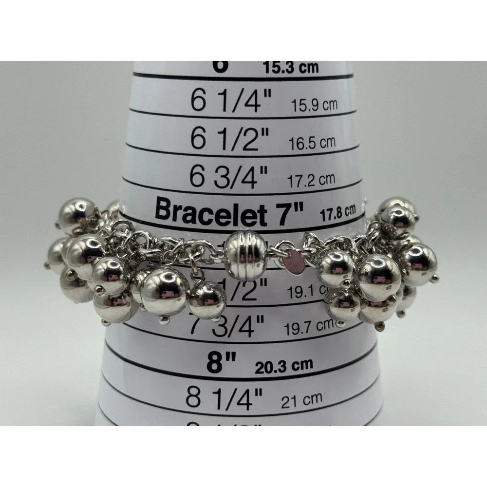 Vicenza Milor Sterling Silver Cha Cha Ball Bead Charm Bracelet ‎ Magnetic Clasp